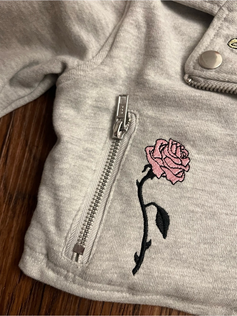 Disney Light Gray Moto Jacket Snow White aurora jasmine Cinderella - Picture 3 of 8